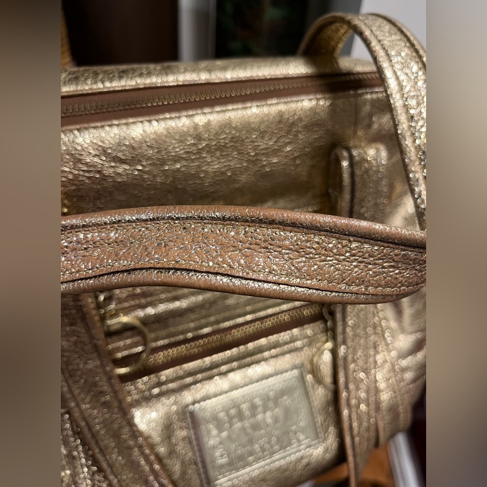 Coach Poppy Gold Metallic Shoulder Bag - Picture 11 of 14